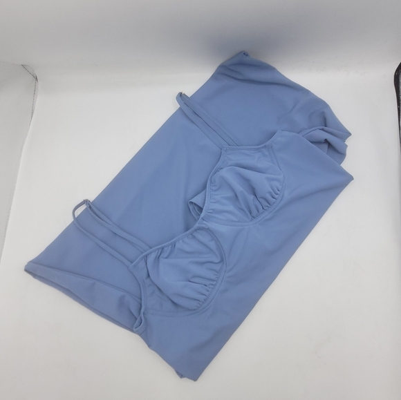 We Wore What From Danielle Burnstein Midi Slip Dress In Stonewash Blue Size L - Picture 8 of 16